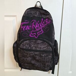 Fox Riders Black Backpack with Purple Logo